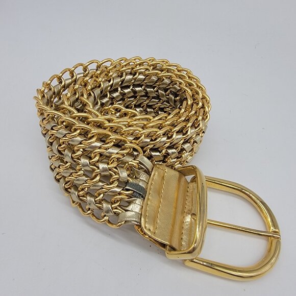 BEAUTIFUL VINTAGE DISCO Belt Gold Chain Link Party 70s 80s Look Heavy Wide - Picture 1 of 6